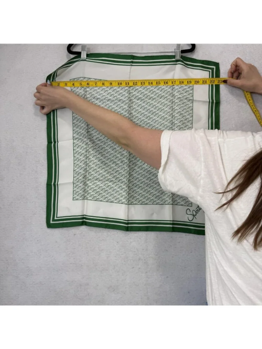 Sportif Scarf Womens OneSize Green Satin Avon Logo Square Neck Wrap Bandana